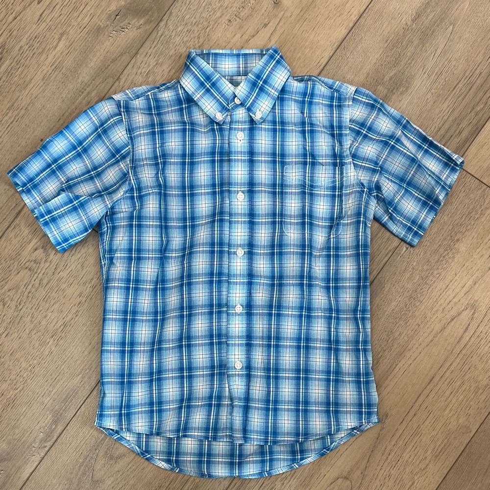 Wrangler boys Blue and White Plaid Shirt